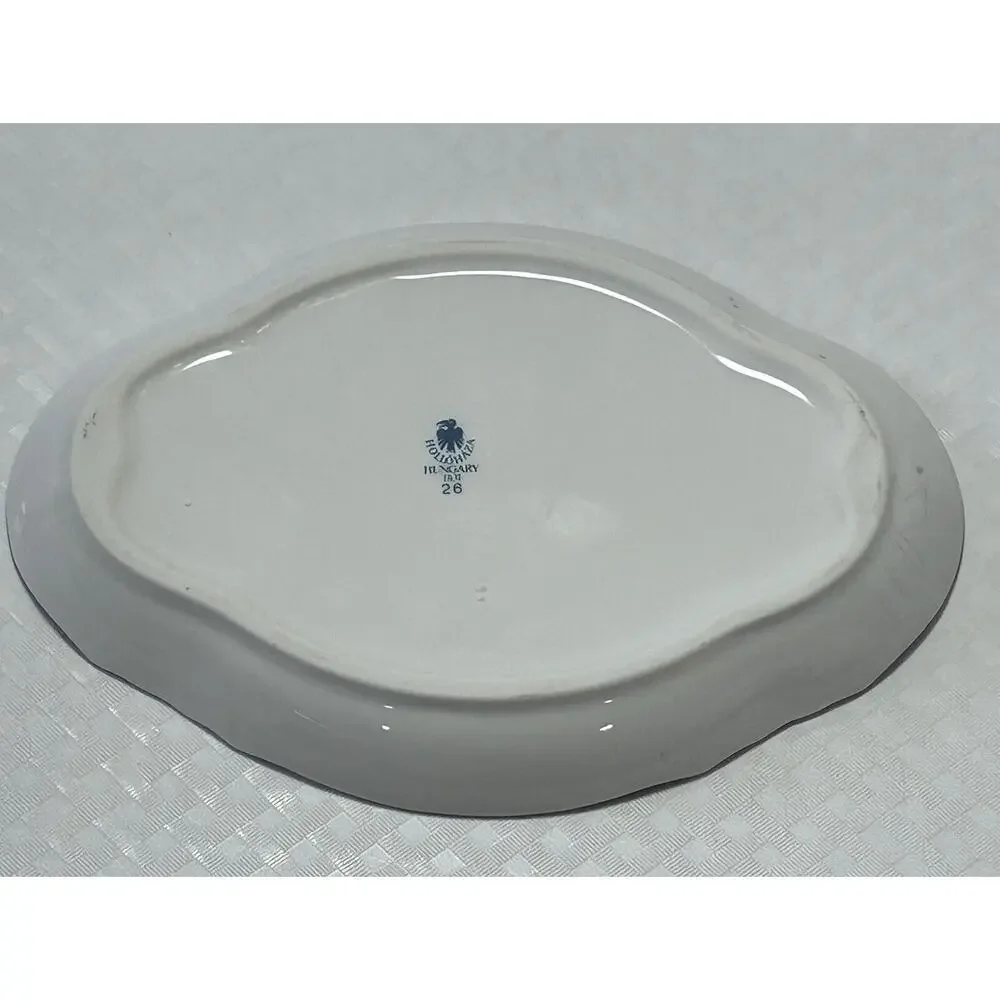 HOLLOHAZA HUNGARY Porcelain Trinket Dish Floral‎ Back stamp